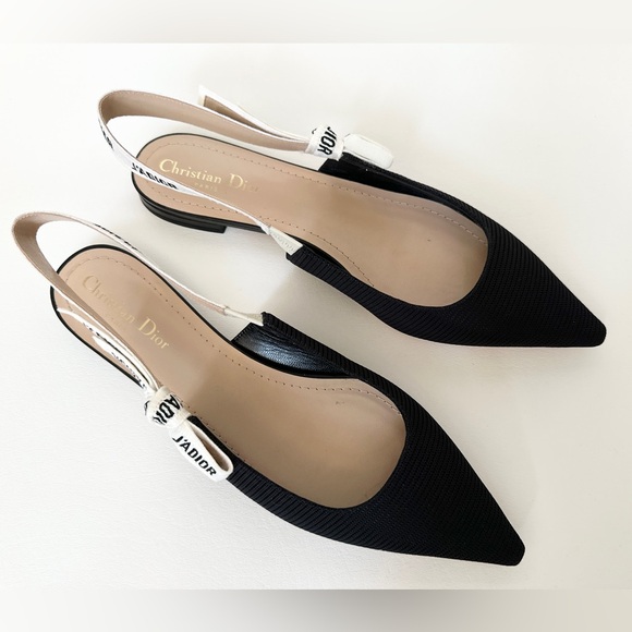DIOR BLACK FABRIC AND RIBBON FLAT SLINGBACKS SIZE 42 - Picture 11 of 16